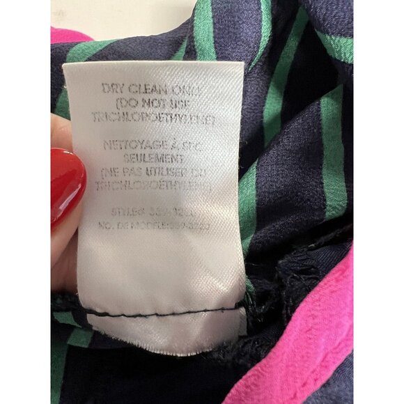 Nanette Lepore Striped Mini Skirt~Size 2~Navy/Green/Hot Pink~100% Silk L11 25 - Picture 9 of 9